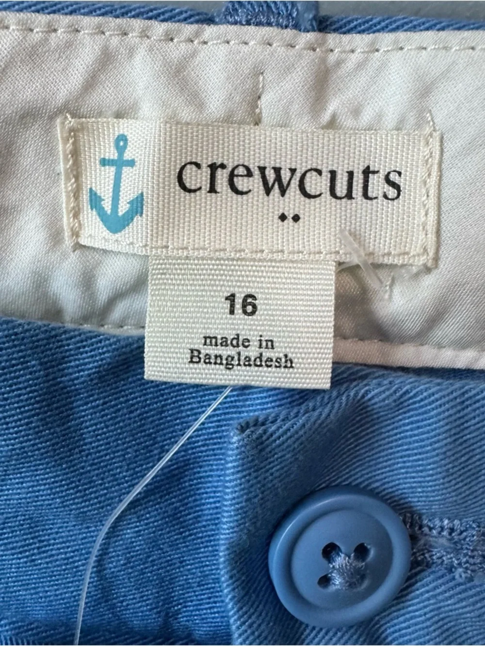 Crewcuts Boys Stretch Chino Shorts Blue Adjustable Waist. NWT. Size 16
